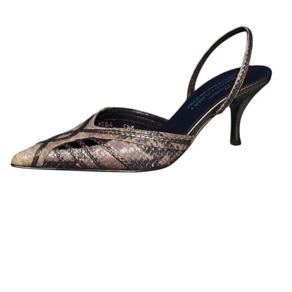 Donald Pliner Hand Painted Cobra Leather Shoe New Pointy Toe Sling Back $265 NWT - Picture 1 of 6